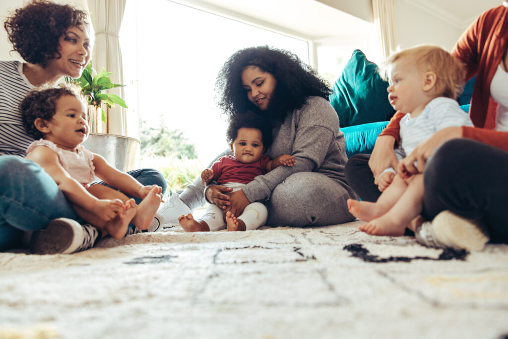 Mom friends and children